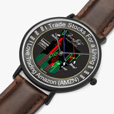 Stock Market "Amazon" Design Ultra-Thin Leather Strap Watch (Black) By BenJoy