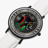Stock Market "Amazon" Design Ultra-Thin Leather Strap Watch (Black) By BenJoy