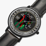 Stock Market "Amazon" Design Ultra-Thin Leather Strap Watch (Black) By BenJoy