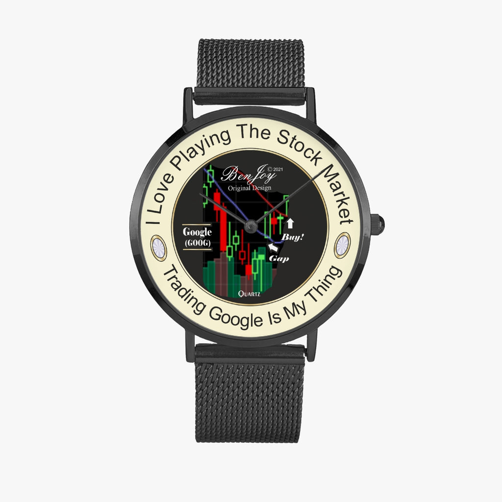 Stock Market Fashion "Google" Chart Design Ultra-thin Stainless Steel Watch By BenJoy