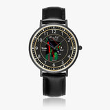 Wall Street Chart "Tesla" Ultra-Thin Leather Strap Quartz Watch (Black) By BenJoy