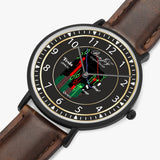 Wall Street Chart "Tesla" Ultra-Thin Leather Strap Quartz Watch (Black) By BenJoy