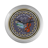 Judaic Wall Clock (Your Name) "Miriam's Violin By BenJoy Silver Boys Celebrating Elegant Wall Clock