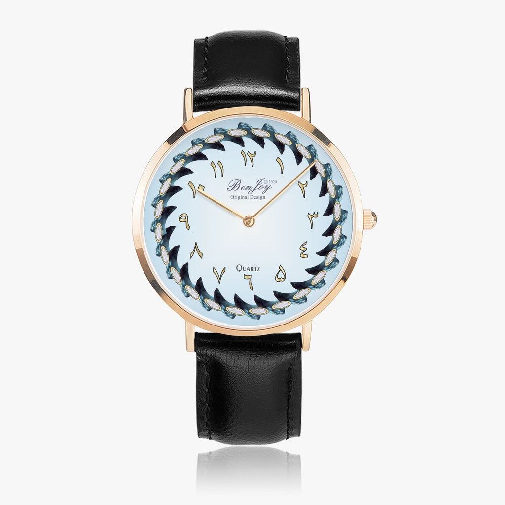 Arabic Hot Selling Ultra-Thin Leather Strap Watch (Rose Gold) By BenJoy