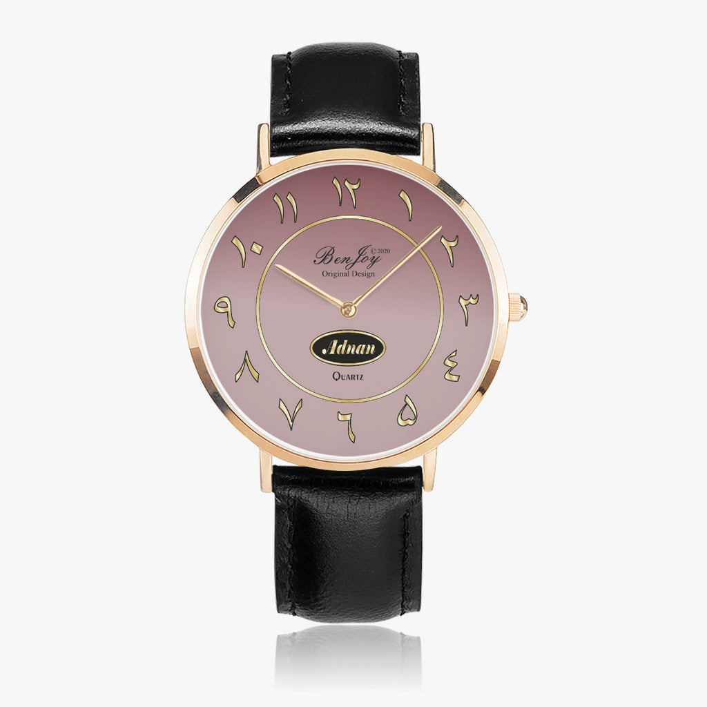 Arabic Ultra-Thin Leather Strap Watch (Rose Gold) By BenJoy