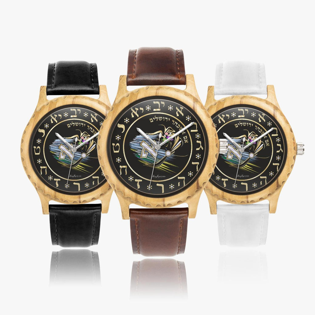 Judaica  Hebrew Initial  Stylish Wooden Watch By BenJoy