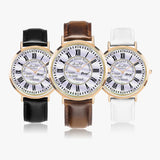 Wall Street "2021" Ultra-Thin Leather Strap Quartz Watch (Rose Gold) By BenJoy