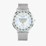 Judaica Menorah Fashion Ultra-thin Stainless Steel Watch By BenJoy