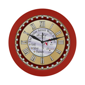 Wall Street Chart Design Gold Silver Platinum Elegant Red Wall Clock By BenJoy