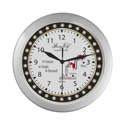 Wall Street Original Wall Clock Chart Design By BenJoy Silver Boys Celebrating Elegant Wall Clock