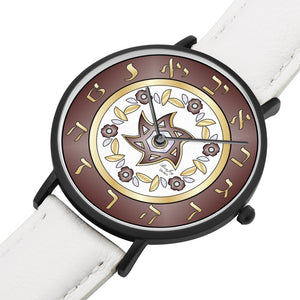 Maroon And Gold Star Of David floral  Watch By BenJoy