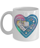 Blue Heart Judaica Floral Mug By BenJoy