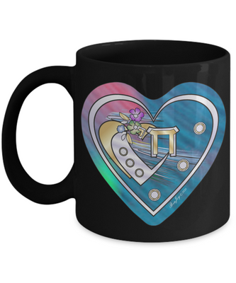 Double Heart Blue And Gold Chai Mug By BenJoy