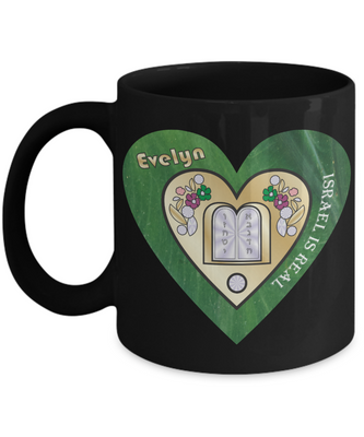 Personalized Israel Is Real Green And Gold Heart Mug By BenJoy