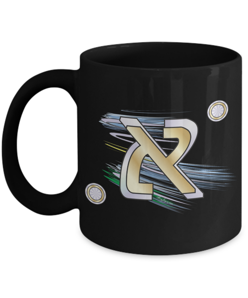 Ray Of Colors Gold And White Hebrew Initial Mug By BenJoy