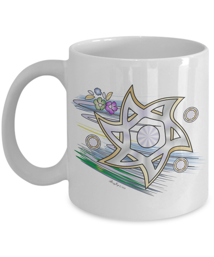 Ray Of Colors White And Gold Star Of David Mug By BenJoy