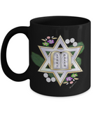 Star Of David Ten Commandments Floral Mug By BenJoy