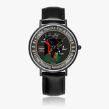 Stock Market "Amazon" Design Ultra-Thin Leather Strap Watch (Black) By BenJoy