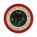 Stock Market Chart Design Google (GOOG) Elegant Red Wall Clock By BenJoy