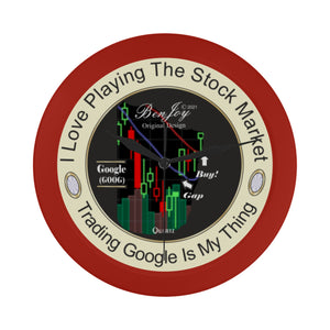 Stock Market Chart Design Google (GOOG) Elegant Red Wall Clock By BenJoy