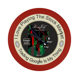 Stock Market Chart Design Google (GOOG) Elegant Red Wall Clock By BenJoy