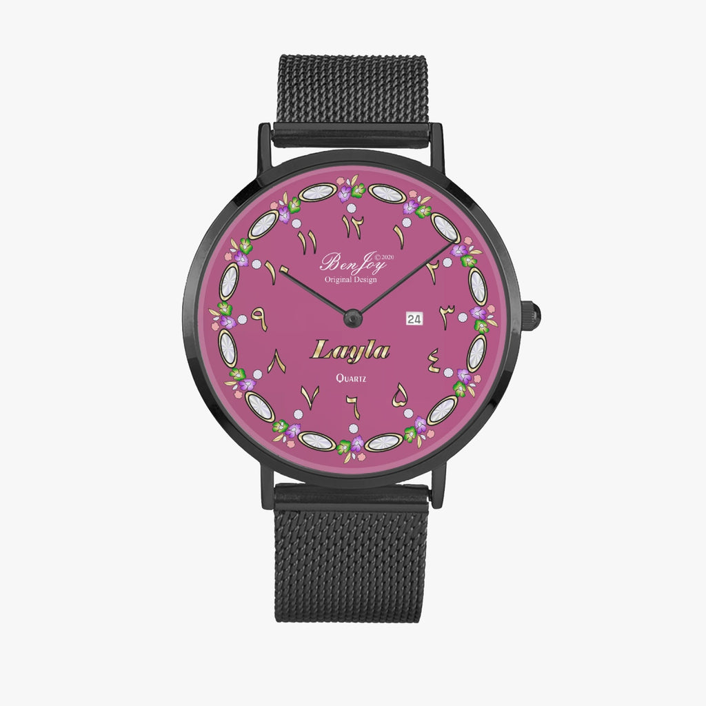 Arabic "Name" Stainless Steel Perpetual Calendar Quartz Watch By BenJoy