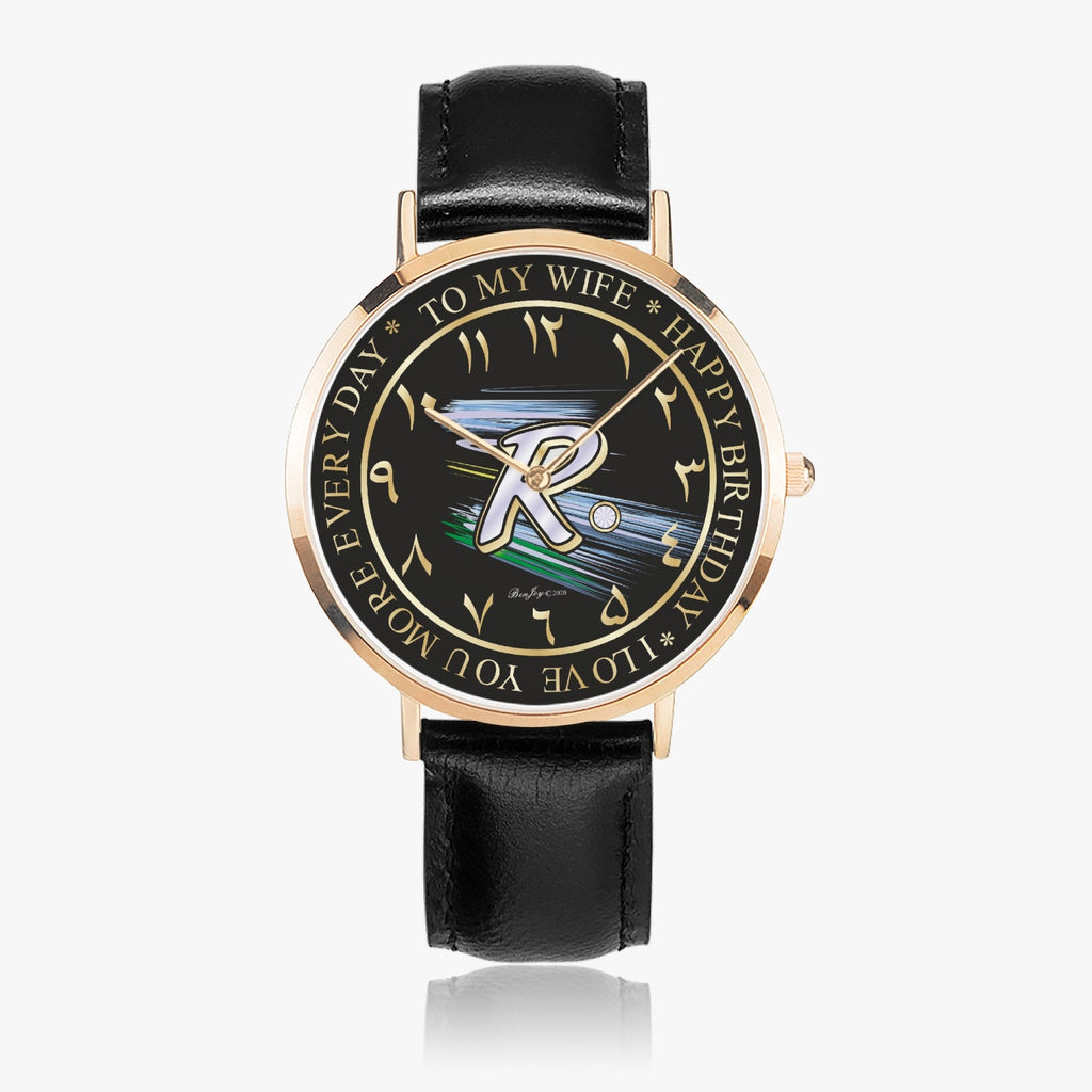 Arabic Ultra-Thin Initial "R" Watch (Rose Gold) By BenJoy