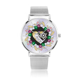 Double Heart Silver Star Of David Floral Watch By BenJoy