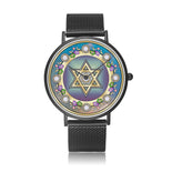 Gold Star Of David Blue And Purple Floral Watch By BenJoy