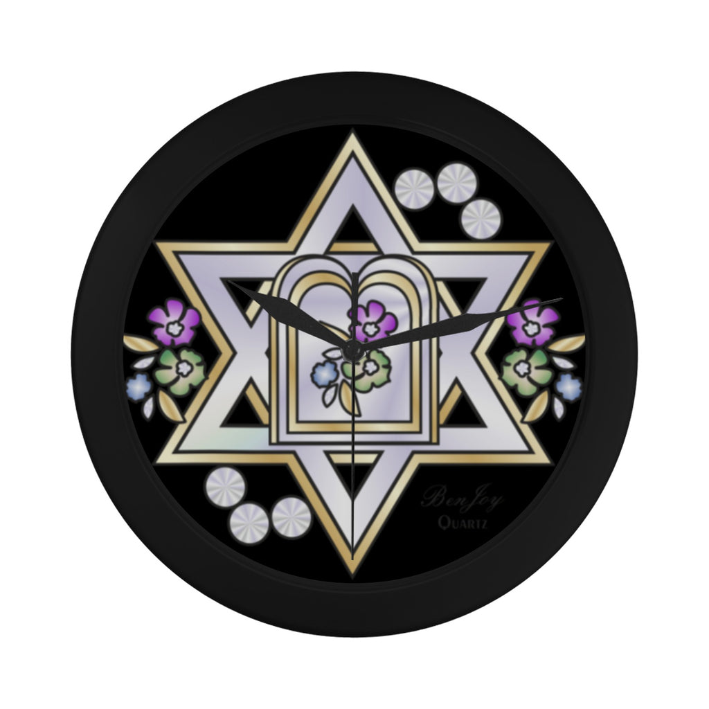 Judaic Wall Clock Star Of David By BenJoy Boys Celebrating Elegant Black Wall Clock
