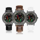 Stock Market "Amazon" Design Ultra-Thin Leather Strap Watch (Black) By BenJoy