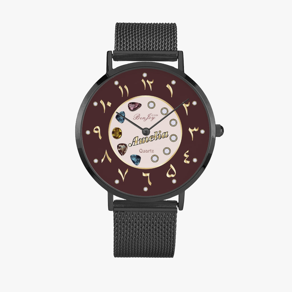 Arabic Personalize (Name) Fashion Ultra-thin Stainless Steel Quartz Watch By BenJoy