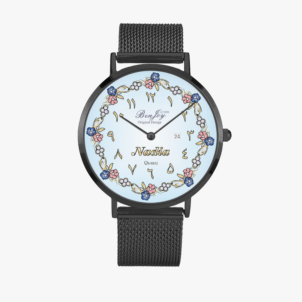 Arabic "Name" Stainless Steel Perpetual Calendar Quartz Watch By BenJoy