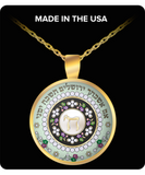 Chai Hebrew And Flowers Round Gold Necklace By: BenJoy