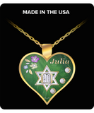 Personalized Star Of David Green Heart Gold Necklace By BenJoy