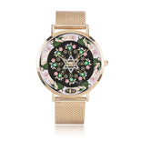 Rose Lining Silver Star Of David Floral Watch By BenJoy