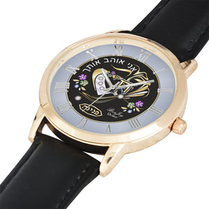 Personalized Double Heart Torch And Flower Watch By BenJoy