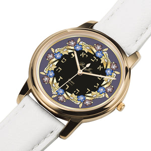 Round Floral Judaica Watch By BenJoy