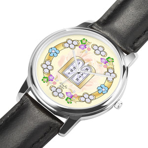 Gold Lining Ten Commandments Pink Floral Watch By BenJoy