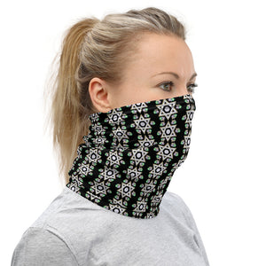 Silver Star Of David Green Flower Neck Gaiter