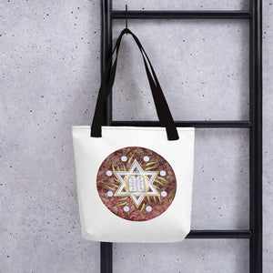 Star Of David Ten Commandments Glitter Red Tote Bag By BenJoy