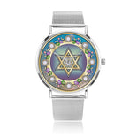 Gold Star Of David Blue And Purple Floral Watch By BenJoy