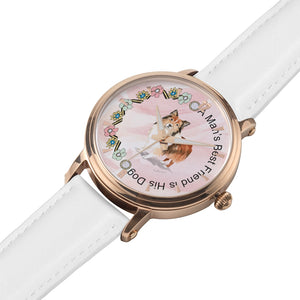 A Man's Bestfriend Is His Dog Pink And White Watch By BenJoy